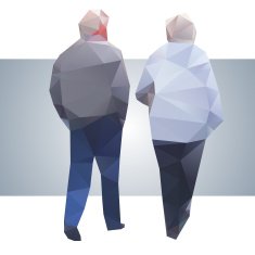 Polygonal street old couple
