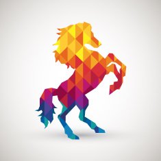 abstract horse symbol with colorful diamond N2