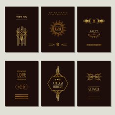 Set of Art Deco Cards and Vintage Frames N2
