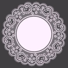 White Lace Doily Floral Pattern Gray Background