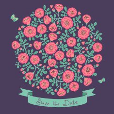 Save The Date Invitation with Floral Bouquet N2