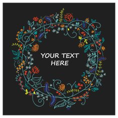 Circular vector floral wreaths with flowers and space for text