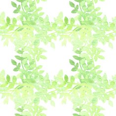 Spring pattern with watercolor leaves