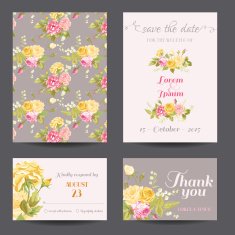 Invitation Flower Card Set - Save the Date