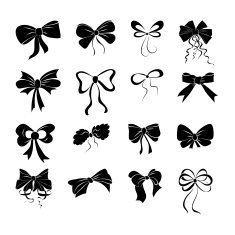 Set of graphical decorative bows