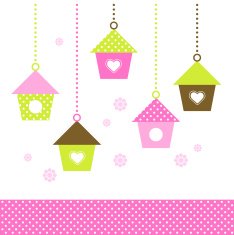 Spring colorful Birdhouses set isolated on white