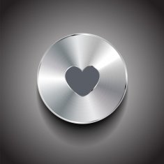 Vector heart metal button
