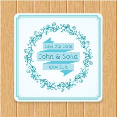 Vintage floral wedding invitation square shape