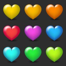 Color Hearts On Black