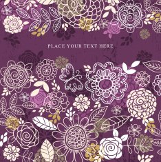 purple background of hand draw flowers