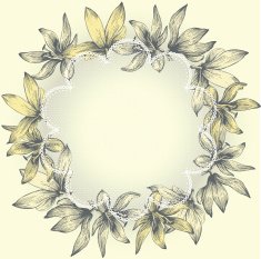 Vintage lace frame with flowers hand-drawing Vector