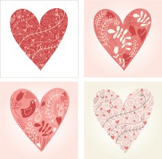 Set Of Floral Hearts N4
