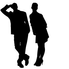Vector silhouette of a man with sexy woman N22