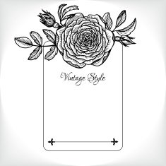vintage floral card with rose N7