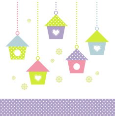 Beautiful colorful Bird houses isolated on white