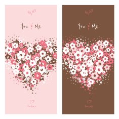 Love cards with flower heart