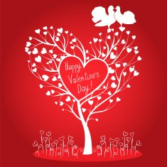 Greating card with tree and doves