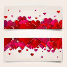 Valentines day Abstract cards with paper hearts N11