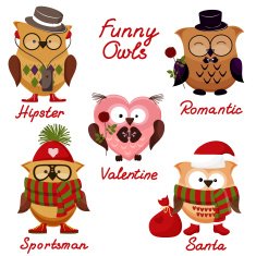 funny owls set for your design N3