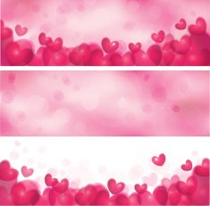 Vector pink banners with hearts N2