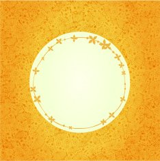 Round gold decorative cute frame on floral pattern