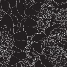 seamless pattern of monochrome graphic peonies