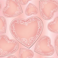Lovely pink seamless pattern with vintage heart shapes N4