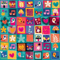 cute flowers birds & hearts