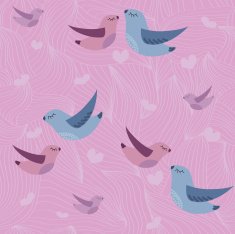 Cute birds in love Valentine Seamless