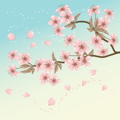 Cherry Tree (Card with stylized vector blossom) N2