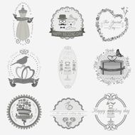 Set of vintage wedding and fashion style logos N11