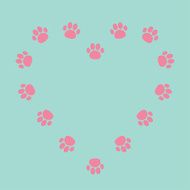 Paw print heart frame Empty template