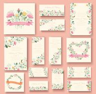 colorful greeting wedding invitation card illustration set N2