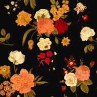 Seamless vector vintage pattern with Victorian bouquet N10