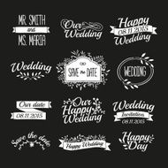 Set of wedding vintage retro logos Typographical with floral elements