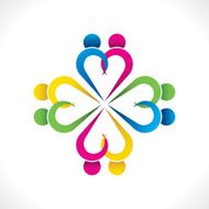 creative heart shape couple icon arrange in round