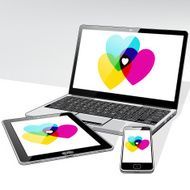 Laptop Tablet and SmartPhone Love Hearts