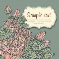 Beautiful vintage card with label and flowers N2