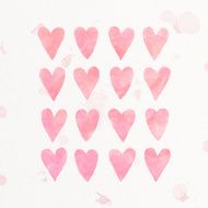 Watercolor painted heart background N2