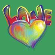 Heart and the word love drawn with colored chalk N8