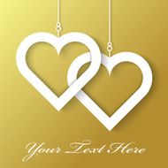 Two Hearts applique on gold background