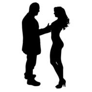 Vector silhouette of man with a sexy woman N4