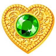 Golden Heart With A Green Gem