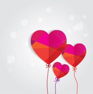 conceptual romantic card with colorful heart shaped papers