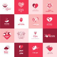 Set of love and romantic icons for Valentines day
