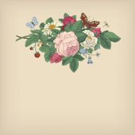 Summer vector vintage card with floral bouquet N4