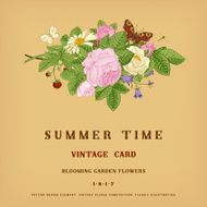 Summer vector vintage card with floral bouquet N5