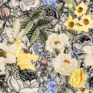Summer seamless floral pattern Vintage flowers Art N3