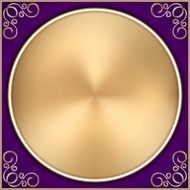 Vector abstract gold circle on purple background with ornament