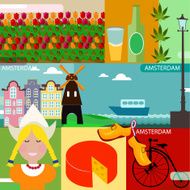 Vector set of various stylized Amsterdam icons